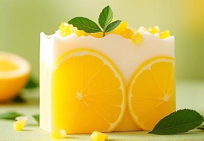 Ручное мыло с цедрой цитруса и зелёным акцентом